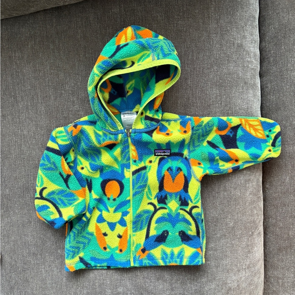 Patagonia Infant Hooded Fleece Jacket - Blue, Green, Orange